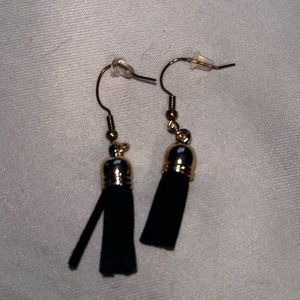 Handmade black tassel earrings